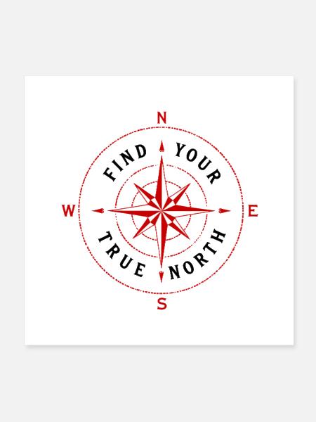 Find Your True North Compass Compass Rose Symbol - Poster 8x8 - white - Front