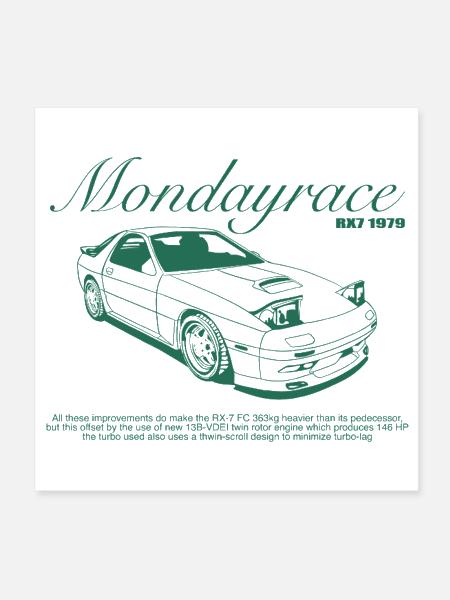 RX-7 Turbo Sports Car Illustration - Poster 8x8 - white - Front