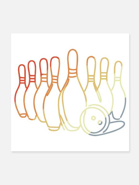 Vintage Bowling Pins and Ball - Poster 8x8 - white - Front