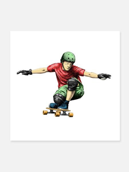 Vibrant Skater in Motion - Poster 8x8 - white - Front
