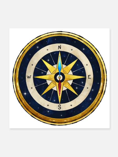 Stellar Golden Compass - Poster 8x8 - white - Front