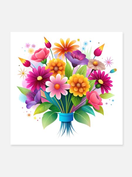 A bright bouquet of flowers - Poster 8x8 - white - Front