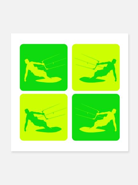 Kitesurfing Pop Art Style - Poster 8x8 - white - Front