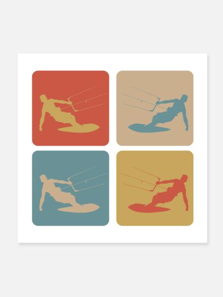 Retro Kitesurf Vibes - Poster 8x8 - white - Front