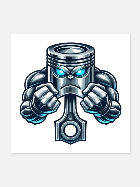 Muscle Piston Design - Poster 8x8 - white - Front