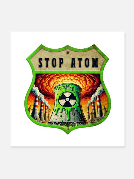 Stop Atomic Coat Of Arms Design - Poster 8x8 - white - Front