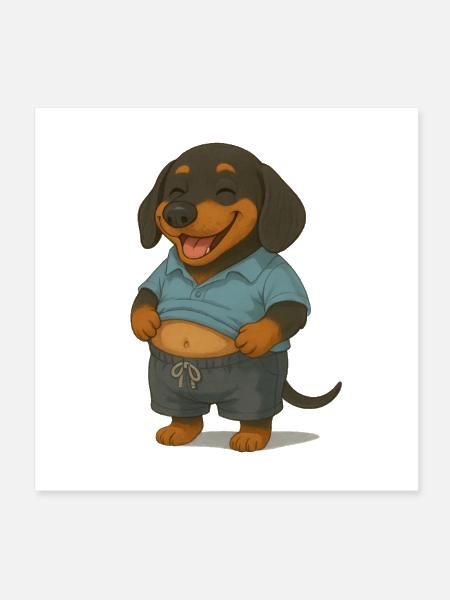 Dachshund With Wealth Belly - Poster 8x8 - white - Front