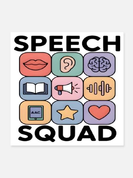 Speech Squad Icon Grid Pathology Speech Therapy  - Poster 8x8 - white - Front
