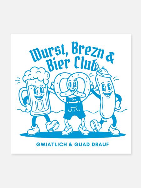 Beer and Sausage Friendship Illustration - Poster 8x8 - white - Front