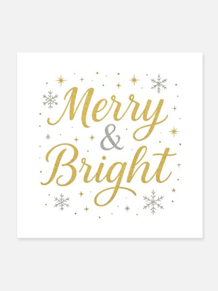 Festive Merry and Bright Holiday Design - Poster 8x8 - white - Front