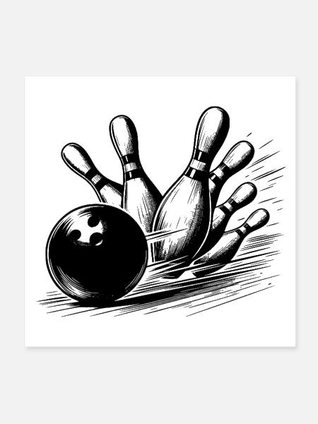 Dynamic Bowling Ball Throw On Pins - Poster 8x8 - white - Front