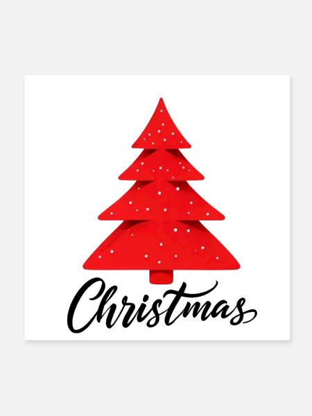 Crimson Layered Christmas Tree - Poster 8x8 - white - Front