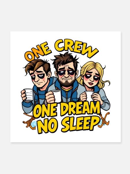 Exhausted Crew Comic Tee - Poster 8x8 - white