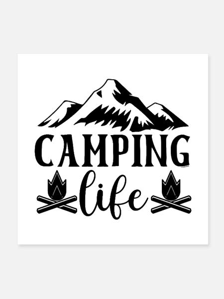 Camping Life Mountain Campfire - Poster 8x8 - white - Front