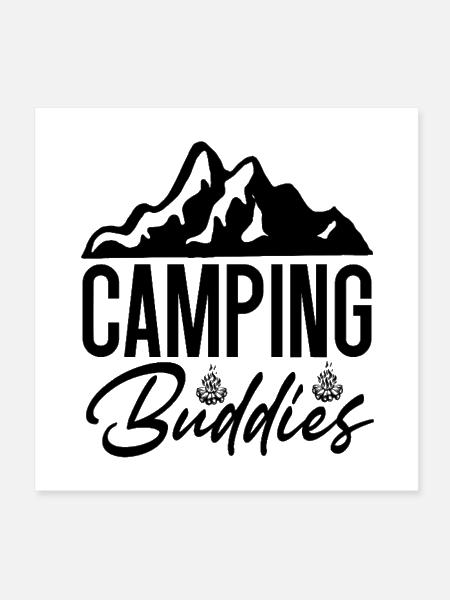 Camping Buddies Mountain Campfire - Poster 8x8 - white - Front