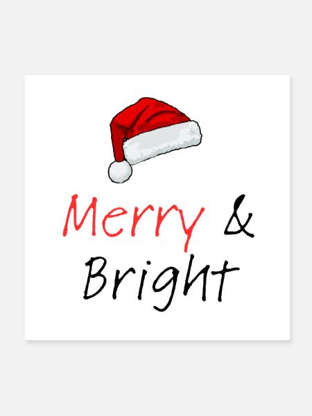 Merry & Bright Christmas Script - Poster 8x8 - white - Front