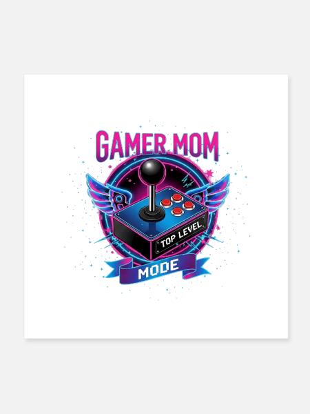 Gamer Mom - Retro 80s Arcade Style - Poster 8x8 - white - Front