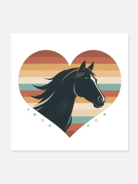 Sports de loisir de chevaux à rayures rétro Amoureux des chevaux - Poster 8 x 8 po - blanc - Devant
