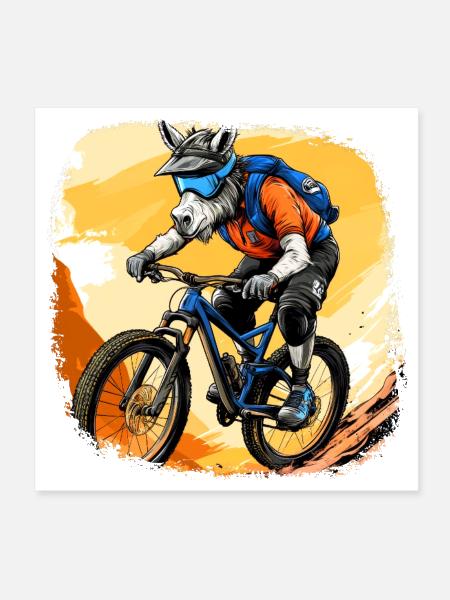 Donkey Mountainbiker / Bike Donkey - Poster 8x8 - white - Front