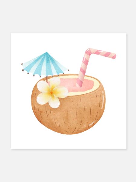 Tropical Coconut Sip - Poster 8x8 - white - Front