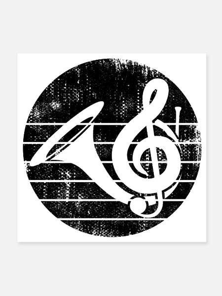 French Horn - Poster 8x8 - white - Front