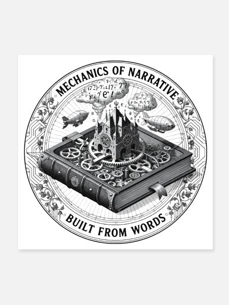 Gears and Castle: Narrative Steampunk Tome - Poster 8x8 - white - Front