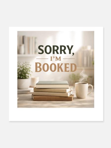 Sorry I'm Booked Cozy Books - Poster 8x8 - white