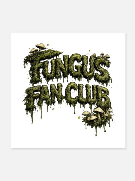 Fungal Fan Club Moss Text - Poster 8x8 - white