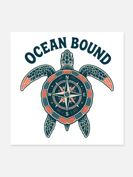 Turtle Compass Design - Poster 8x8 - white - Front