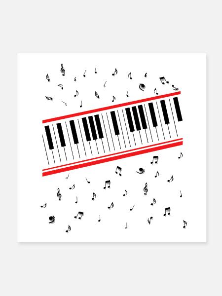 Beat It Piano Tee - Poster 8x8 - white - Front