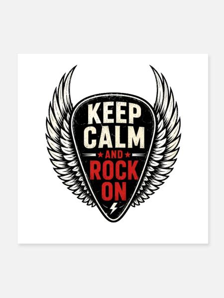 Keep Calm and Rock On T-Shirt | Vintage Rock T - Poster 8x8 - white - Front