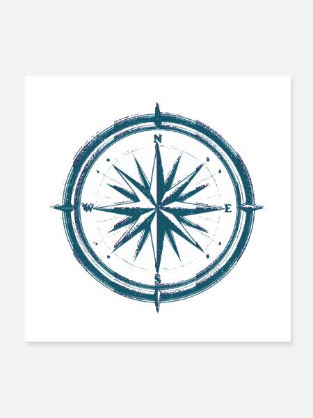 Celestial Compass Constellation T-Shirt - Poster 8x8 - white - Front