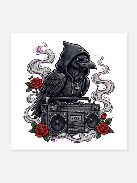 Raven Boombox Night Bloom - Poster 8x8 - white - Front