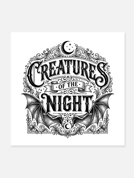 Gothic Night Crest Tee - Poster 8x8 - white - Front