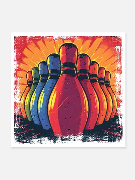 Nine-Pin Bowling Vintage Style - Poster 8x8 - white - Front