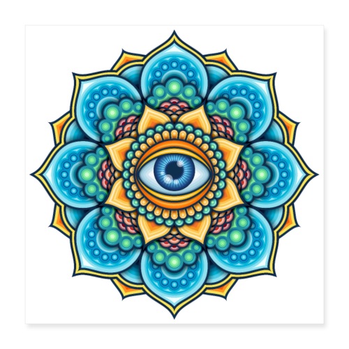 Colored Mandala With An Eye Symbol - Poster 16x16