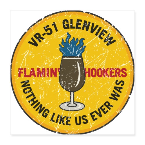 Retro Flamin' Hookers VR-51 Glenview Squadron Logo - Poster 16x16