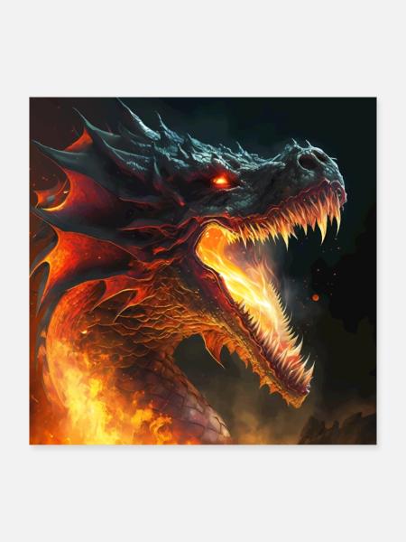 Inferno’s Fury : L’Ascension du Dragon - Poster 16 x 16 po - blanc - Devant