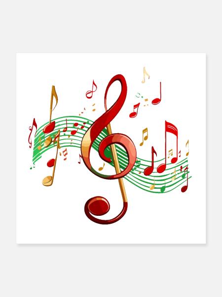 Reggae Music Notes - Poster 16x16 - white - Front