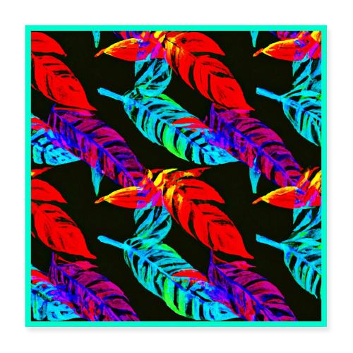 Neon Luminous Foliage Elegance - Poster 16x16