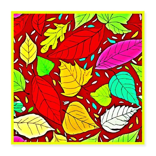 Rainbow Leaves Vibrant Pattern - Poster 16x16