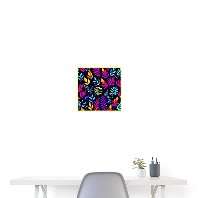 Radiant Autumn Glow: Neon-Hued Leaf Pattern