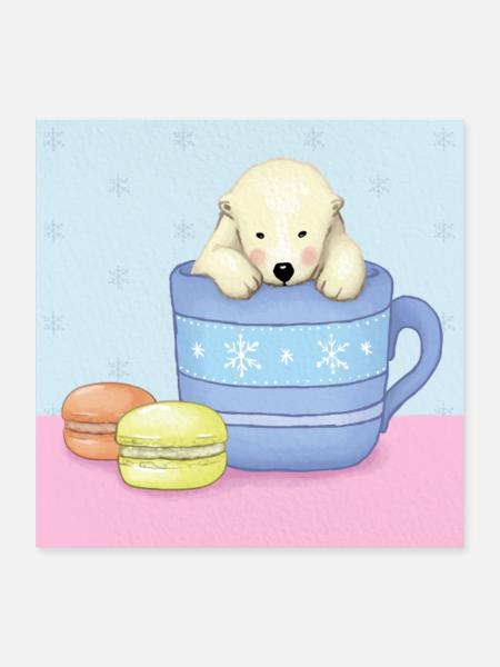 Cute Polar Bear Illustration (Color) - Poster 16x16 - white - Front