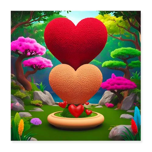 Double Heart, fantasy, nature and fantasy - Poster 16x16