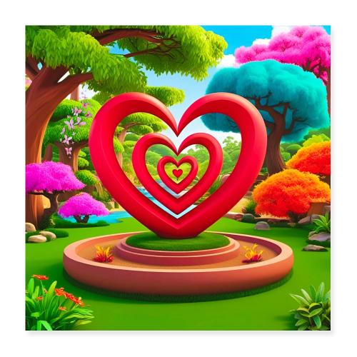 Triple heart landscape, nature, love, happiness - Poster 16x16