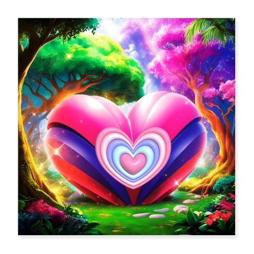 Double heart, fantasy, landscapes enjoy the magic - Poster 16x16