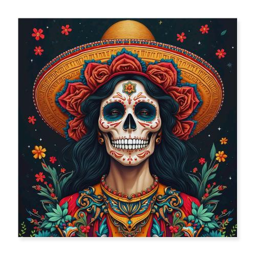 Charra Skull Art | Traditional Mexican Design - Poster 16x16