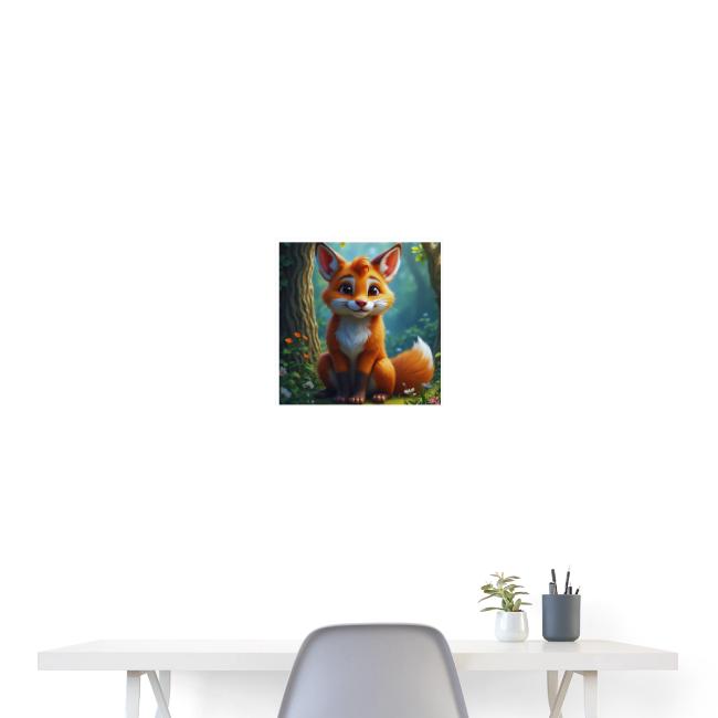 Magical fantasy fox in enchanted forest scene