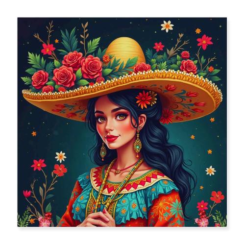 Mexican Design, Regional Mexican Charro Woman - Poster 16x16