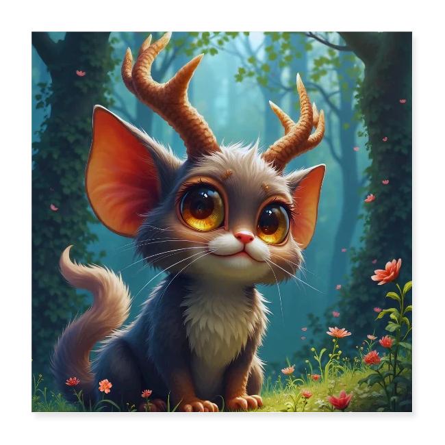 Magical Forest Creature with Deer Horns